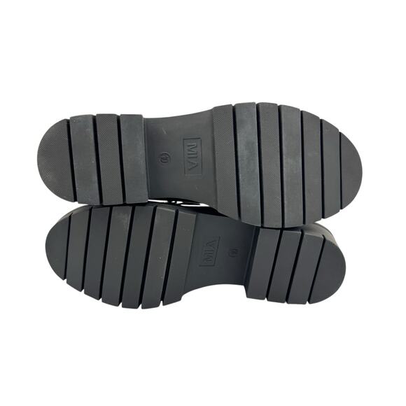 MIA NWOB Nelcy Black Vegan Faux Leather Slip On Chunky Heel Penny Loafers - Picture 9 of 9